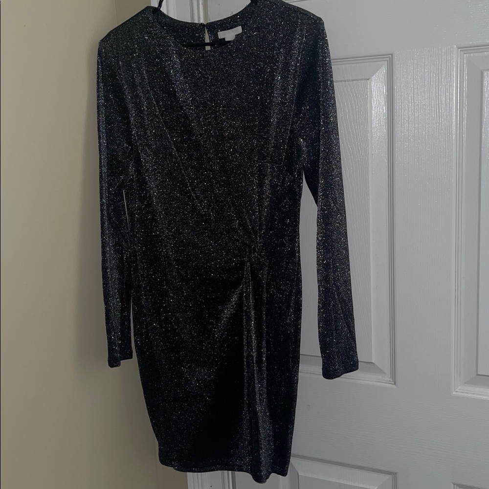 H&M Black Glitter Long Sleeve Dress